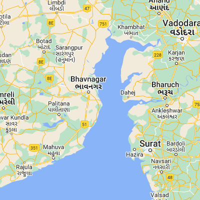 Map showing location of Ghogha (21.683330, 72.283330)