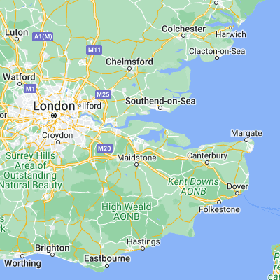 Map showing location of Gillingham (51.389140, 0.548630)