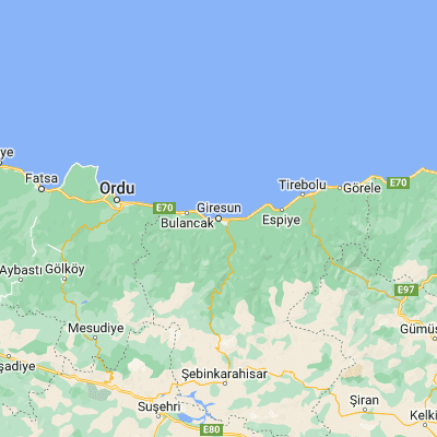 Map showing location of Giresun (40.916980, 38.387410)