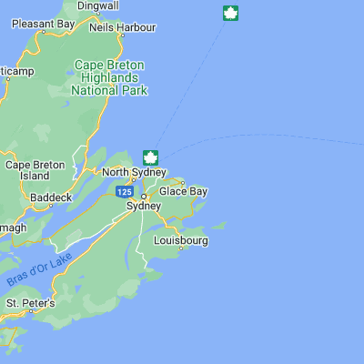 Map showing location of Glace Bay (46.196950, -59.956980)