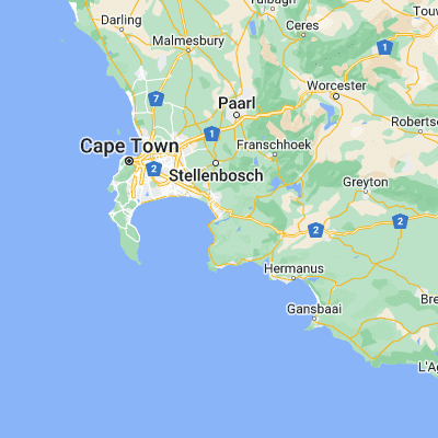 Map showing location of Gordon's Bay (-34.166667, 18.866667)