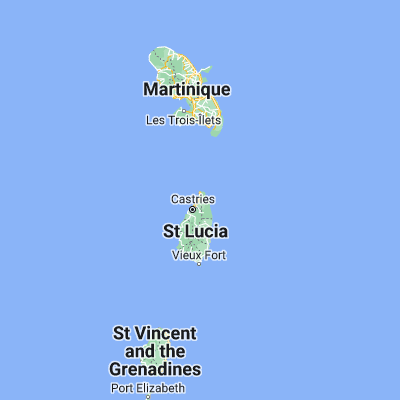 Map showing location of Gros Islet (14.066670, -60.950000)