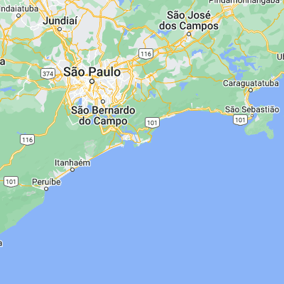 Map showing location of Guarujá (-23.993060, -46.256390)