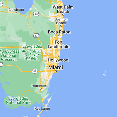 Map showing location of Hallandale Beach (25.981200, -80.148380)