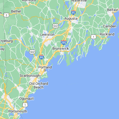 Map showing location of Harpswell Center (43.801750, -69.984210)