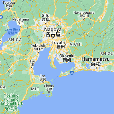 Map showing location of Hekinan (34.883330, 136.983330)