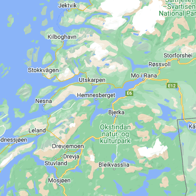 Map showing location of Hemnesberget (66.233330, 13.633330)