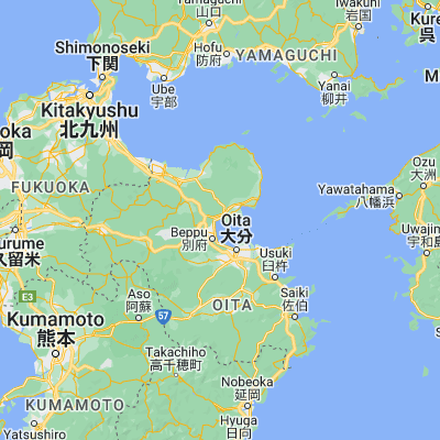 Map showing location of Hiji (33.366670, 131.533330)