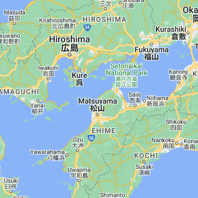 Map showing location of Hōjō (33.976610, 132.777670)