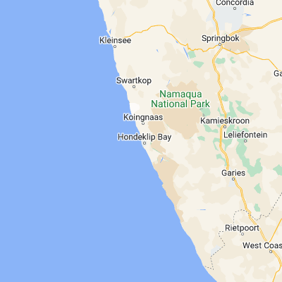 Map showing location of Hondeklip Bay (-30.316667, 17.266667)