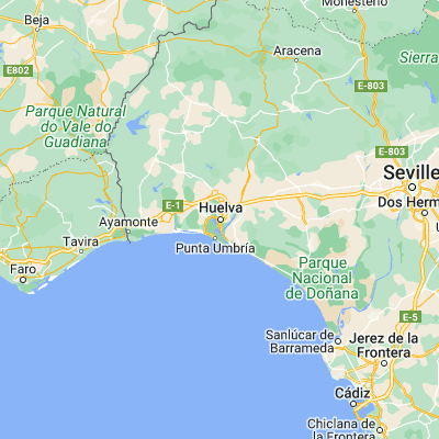 Map showing location of Huelva (37.258330, -6.950830)
