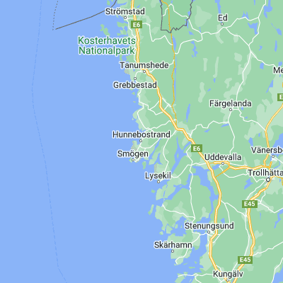 Map showing location of Hunnebostrand (58.441270, 11.303200)