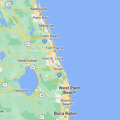 Map showing location of Hutchinson Island South (27.299490, -80.220450)