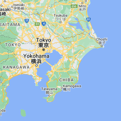 Map showing location of Ichihara (35.516670, 140.083330)