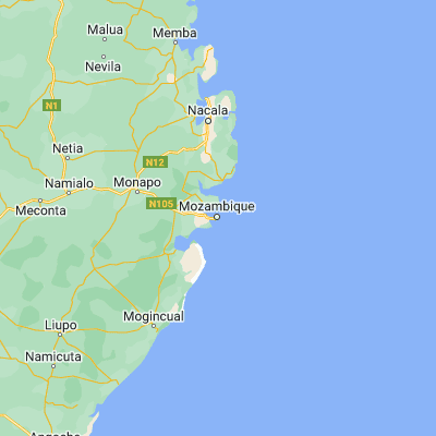 Map showing location of Ilha de Moçambique (-15.034170, 40.735830)