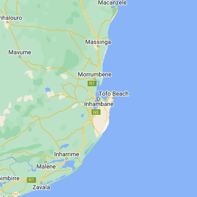Map showing location of Inhambane (-23.865000, 35.383330)