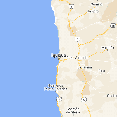 Map showing location of Iquique (-20.220830, -70.143060)