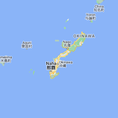 Map showing location of Ishikawa (26.423330, 127.821390)