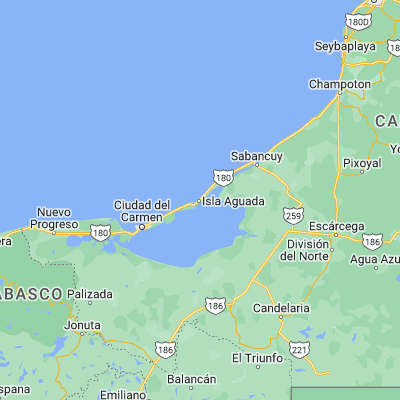 Map showing location of Isla de Aguada (18.787510, -91.492680)