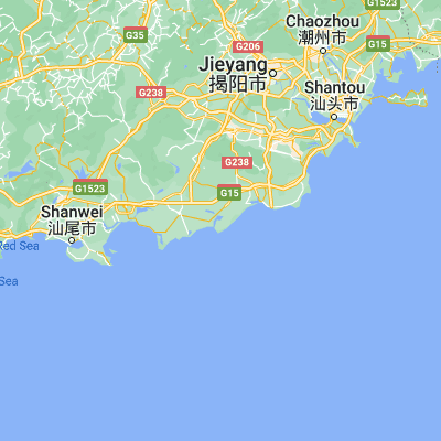 Map showing location of Jiadong (22.875300, 116.117220)