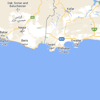 Map showing location of Jīwani (25.049920, 61.746800)