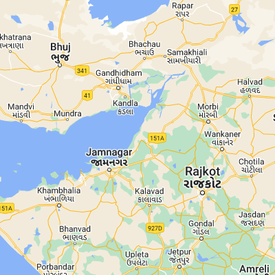 Map showing location of Jodiya Bandar (22.716670, 70.283330)