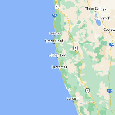 Map showing location of Jurien Bay (-30.305910, 115.038250)