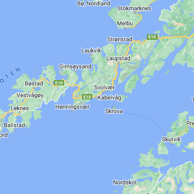 Map showing location of Kabelvåg (68.211390, 14.481670)