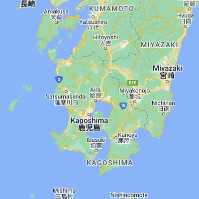 Map showing location of Kajiki (31.733330, 130.666670)