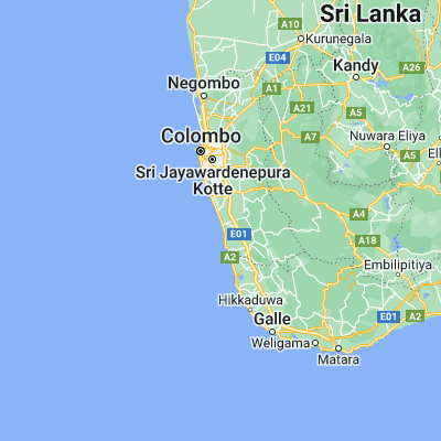 Map showing location of Kalutara (6.583100, 79.959300)