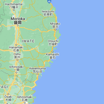 Map showing location of Kamaishi (39.266670, 141.883330)