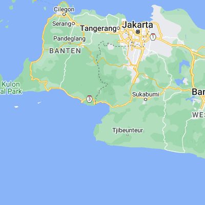Map showing location of Karangpapak (-6.960400, 106.471700)