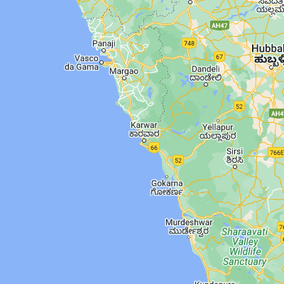 Map showing location of Karwar (14.813610, 74.129720)