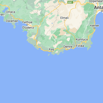 Map showing location of Kaş (36.201760, 29.637660)