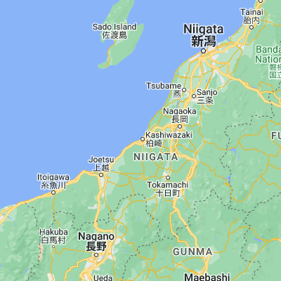 Map showing location of Kashiwazaki (37.366670, 138.550000)