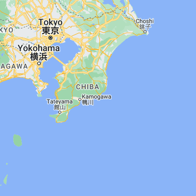 Map showing location of Katsuura (35.133330, 140.300000)