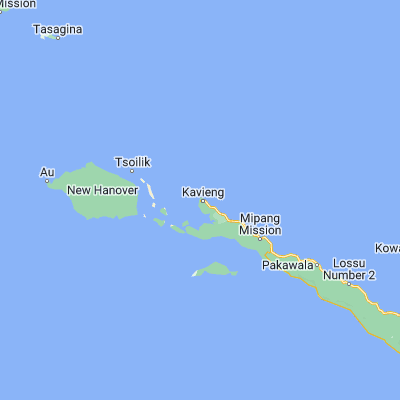 Map showing location of Kavieng (-2.574440, 150.796690)