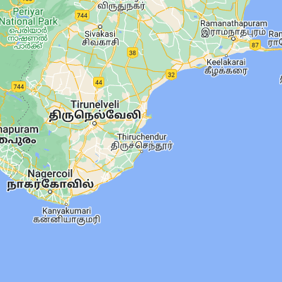 Map showing location of Kayalpattinam (8.571430, 78.119920)