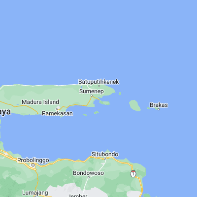 Map showing location of Kebunkelapa (-7.043700, 113.928100)