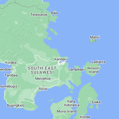 Map showing location of Kendari (-3.945000, 122.498890)