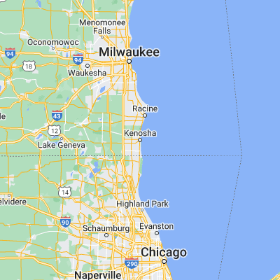 Map showing location of Kenosha (42.584740, -87.821190)