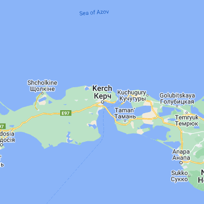 Map showing location of Kerch (45.360700, 36.470600)