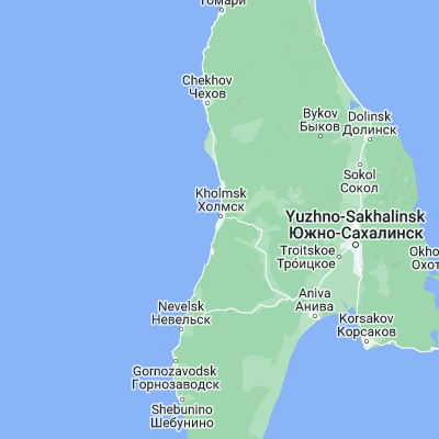 Map showing location of Kholmsk (47.047370, 142.050480)