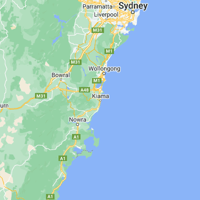 Map showing location of Kiama (-34.668280, 150.852190)