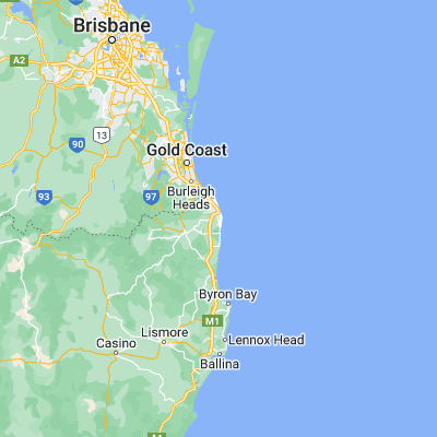 Map showing location of Kingscliff (-28.266670, 153.566670)