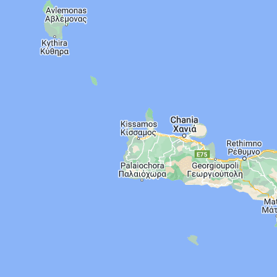 Map showing location of Kíssamos (35.493890, 23.656940)