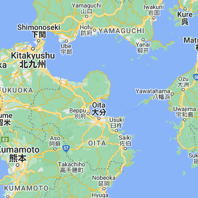 Map showing location of Kitsuki (33.416670, 131.616670)
