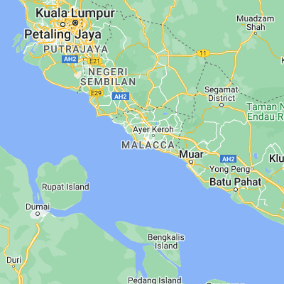 Map showing location of Klebang Besar (2.218600, 102.199500)
