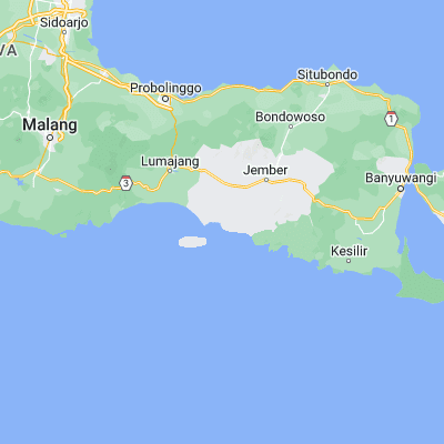 Map showing location of Krajan Puger Wetan (-8.372800, 113.479100)