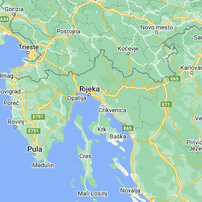 Map showing location of Kraljevica (45.273950, 14.568300)